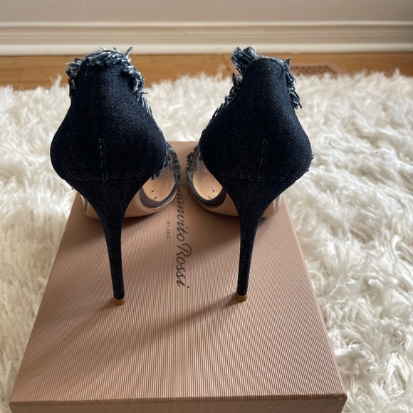 SOLD SOLD SOLD BNWT Size 41 Gianvito Rossi Plexi Denim Heels - Picture 3 of 6